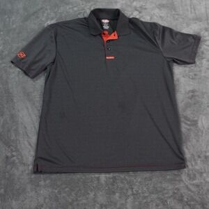 Dairy Queen Polo Shirt Mens Large Gray Red‎ Ribbon Short Sleeve DQ Uniform Work